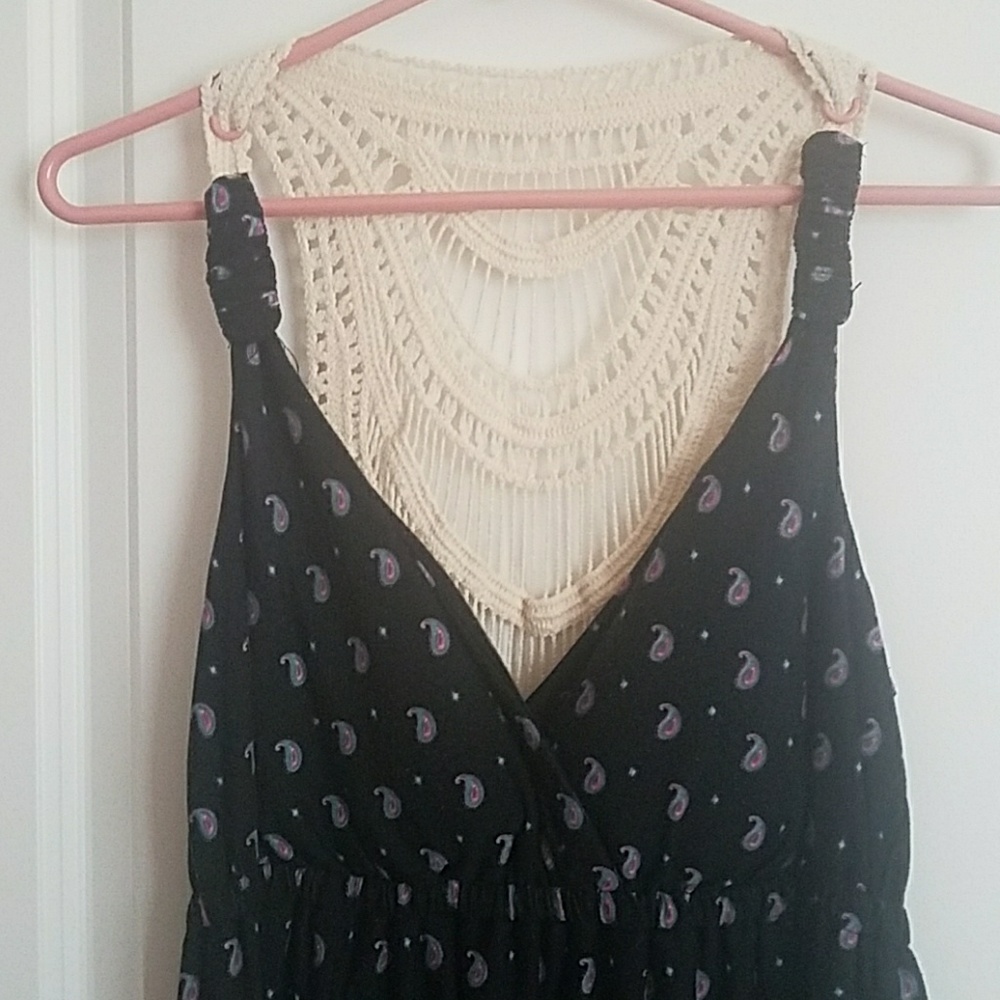 Pink Rose Crochet Back Paisley Dress